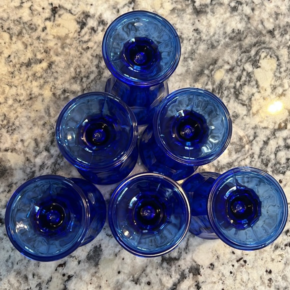 Set of 6 Cobalt Anchor Hocking Fountain Soda Parfait Sundae Glasses - Picture 7 of 7